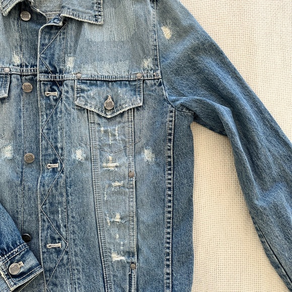 Wayne Cooper Distressed Denim Jacket Unisex Size M - Picture 2 of 6